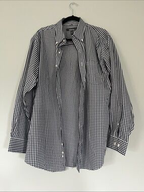 Kenneth Cole Reaction Blue and White Gingham Dress Shirt